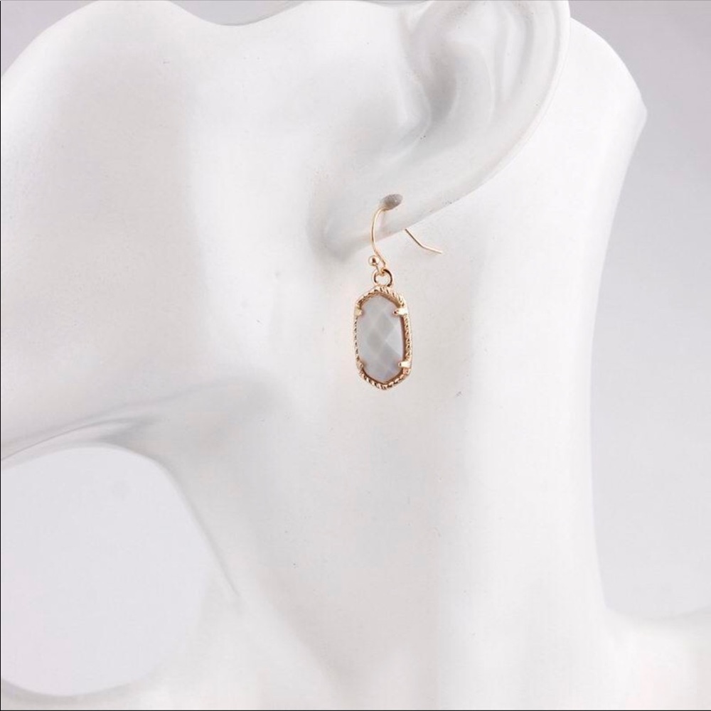 Grey & Gold Lee Style Drop Earrings